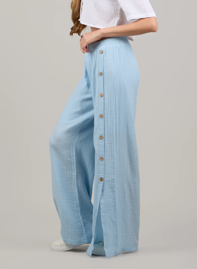 Just Nature light blue Side Slit Flared Trousers for Women | Best Price UAE